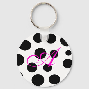 Porte-clés Porte - clé Monogramme noir et rose rétro
