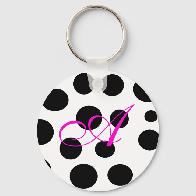 Porte-clés Porte - clé Monogramme noir et rose rétro (Recto)