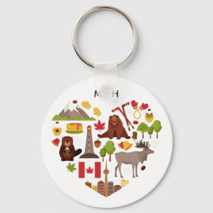 Porte-clés Porte - clé monogramme personnalisé d'amour canadi