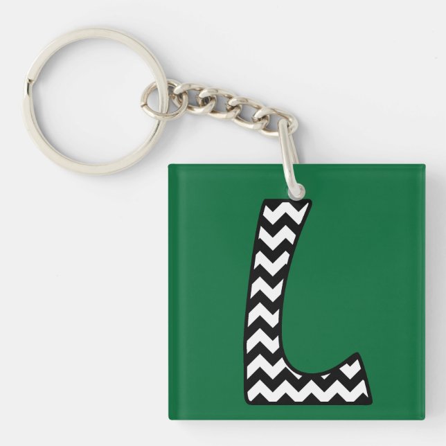 Porte-clés Porte - clé Monogramme personnalisé : L : Chevrons (Devant)