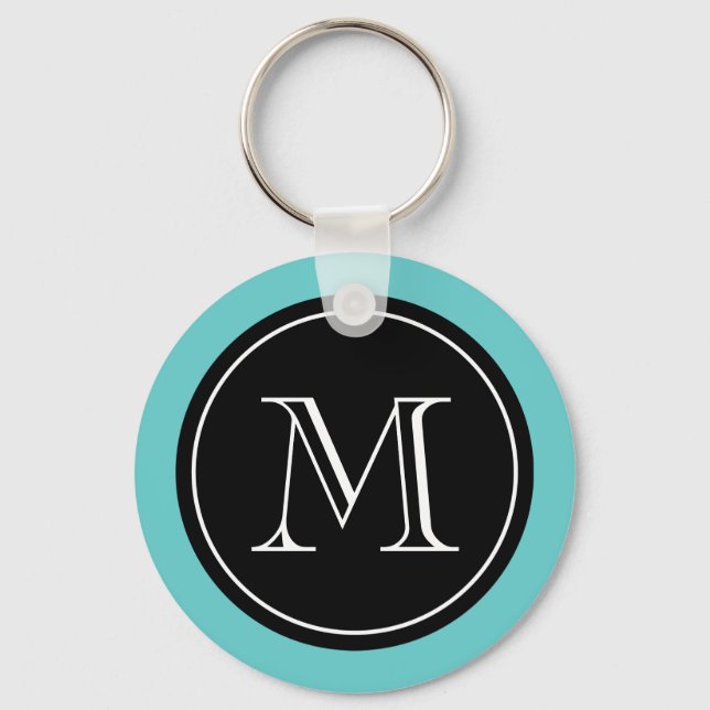 Porte-clés Porte - clé monogramme personnalisé | Noir turquoi (Recto)