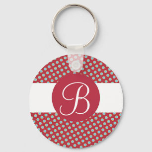 Porte-clés Porte - clé monogramme personnalisé points turquoi