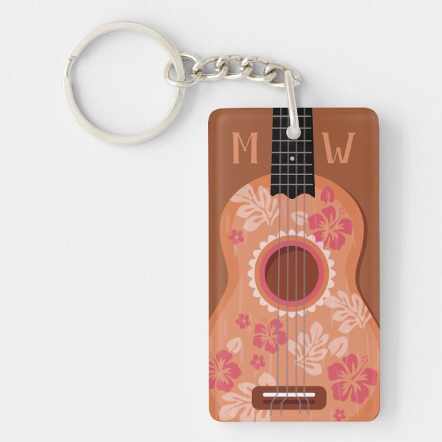 Porte-clés porte - clé monogramme personnalisé Ukulele (Devant)