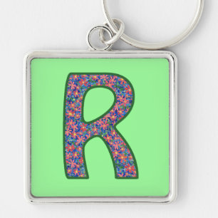 Porte-clés Porte - clé Monogramme R personnalisé, Motif Flora