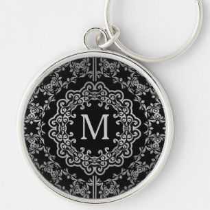 Porte-clés Porte - clé Motif Filigree noir et argent Monogra