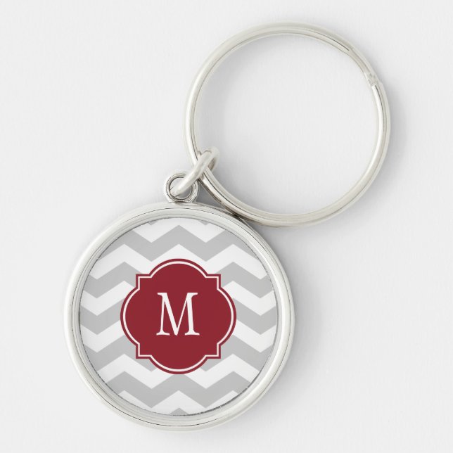 Porte-clés Porte - clé Motif gris et blanc Chevron (Devant)