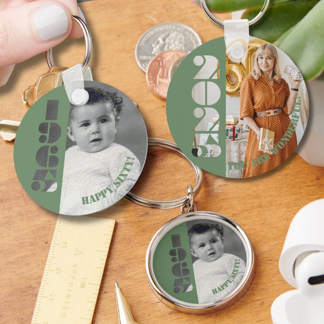 Porte-clés Porte - clé Né en 1965 60e anniversaire cadeau (Créateur téléchargé)