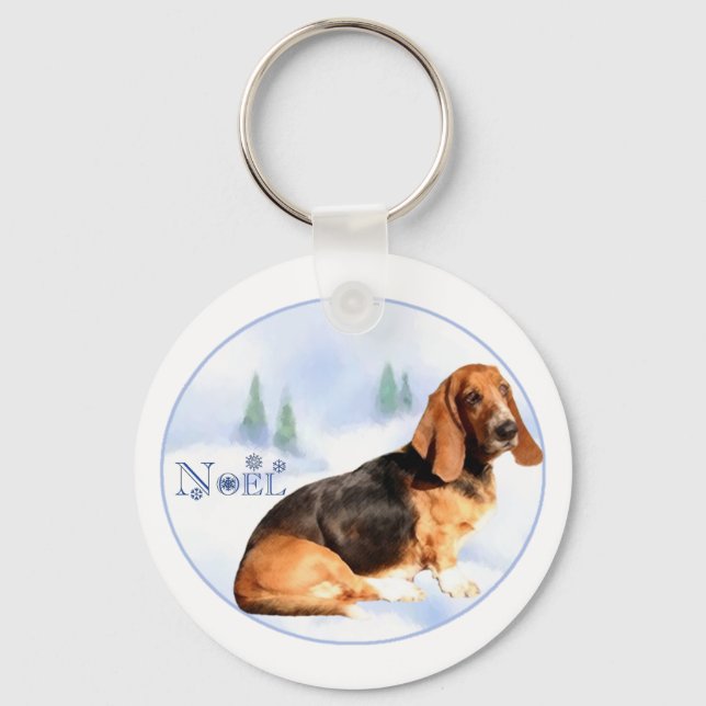 Porte-clés Porte - clé Noel Basset Hound (Recto)