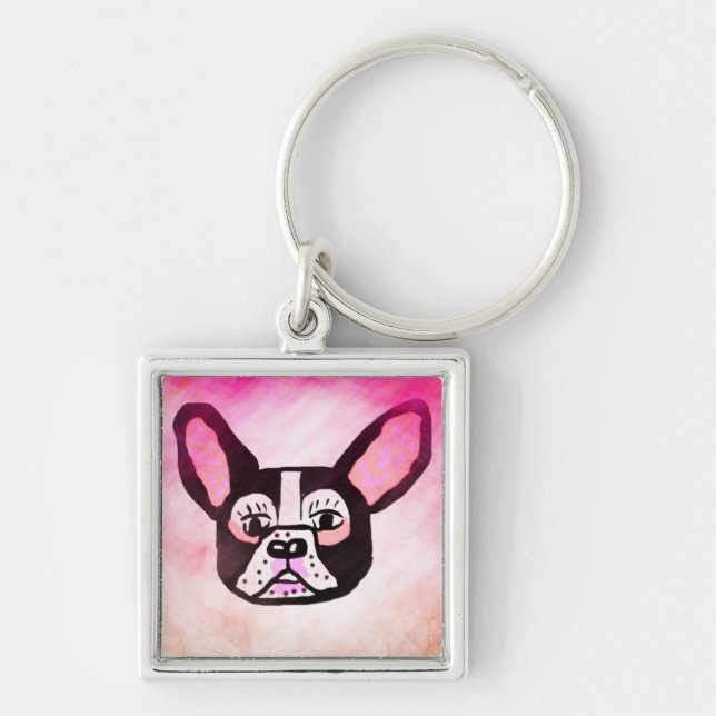 Porte-clés Porte - clé noir de bouledogue français (Devant)