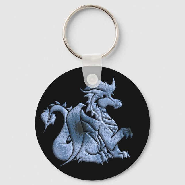Porte-clés Porte - clé noir de dragon à ailes bleues (Recto)