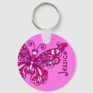 Porte-clés Porte - clé nommé rose de filles de papillon