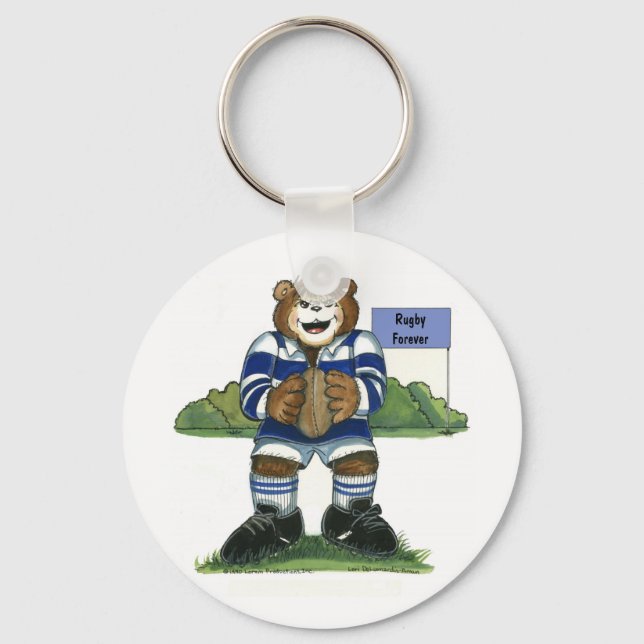 Porte-clés Porte - clé - Ours de rugby masculin en bleu (Recto)