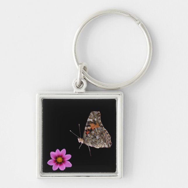 Porte-clés Porte - clé papillon et rose (Devant)