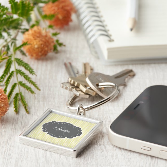 Porte-clés Porte - clé personnalisé Chevron jaune (Côté)