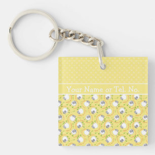 Porte-clés Porte - clé personnalisé Jaune et Blanc amusant, M
