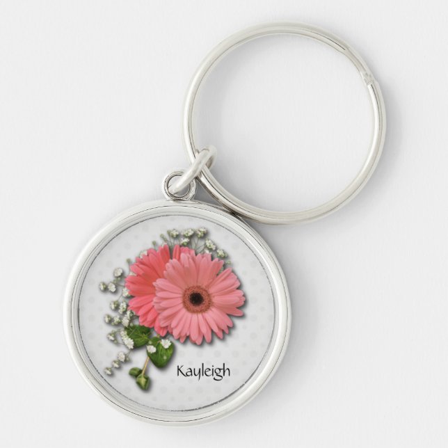 Porte-clés Porte - clé personnalisé rose Gerber Daisy (Devant)