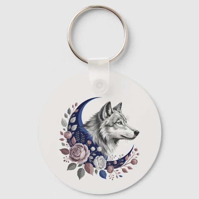 Porte-clés Porte - clé personnalisé Wolf & Moon (Recto)