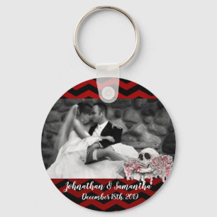 Porte-clés Porte - clé photo personnalisé crâne Rose goth Che