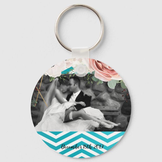 Porte-clés Porte - clé photo personnalisé Rose géométrique Ch (Recto)