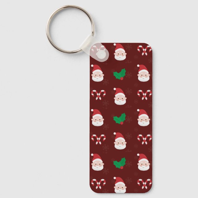 Porte-clés Porte - clé Rectangle Motif de Noël (Recto)