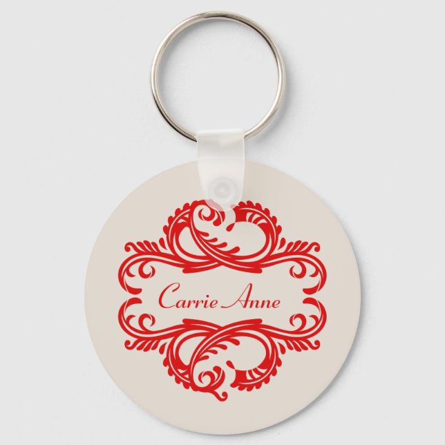 Porte-clés Porte - clé Red Chic Damask (Recto)