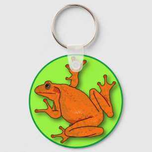 Porte-clés Porte - clé rond de grenouille orange
