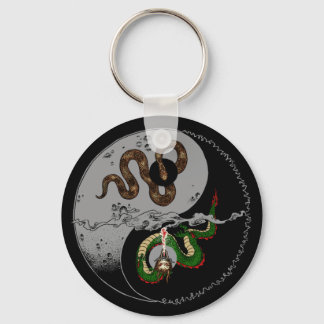 Porte-clés Porte - clé rond serpent/dragon Ying/Yang Symbole