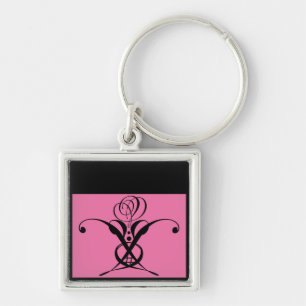 Porte-clés Porte - clé Rose Art déco rose noir