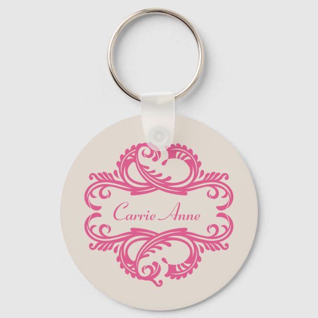 Porte-clés Porte - clé rose chic Damask (Recto)