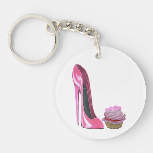Porte-clés Porte - clé rose personnalisable de stylet et de (Devant)