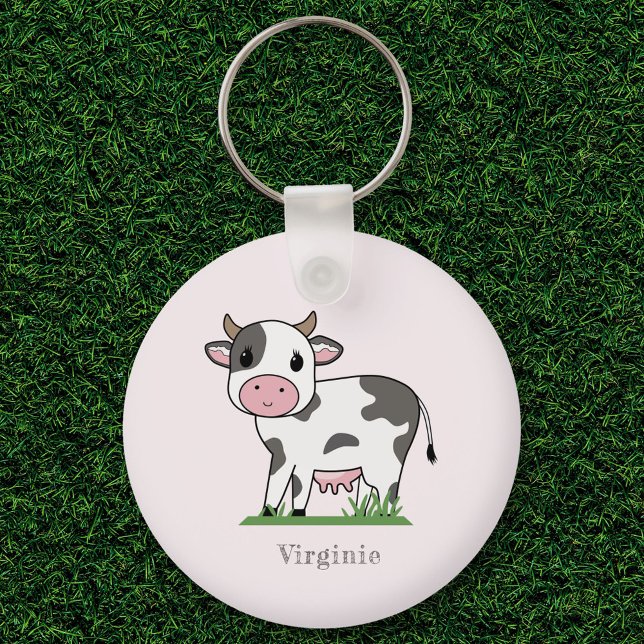 Porte-clés Porte - clé rose Vache mignon (Cute Cow Pink Keychain)