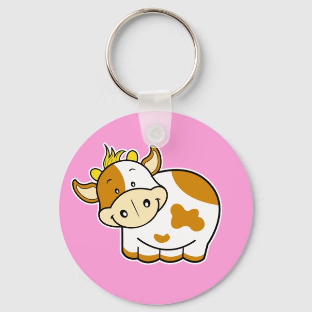 Porte-clés Porte - clé rose Vache mignon (Recto)