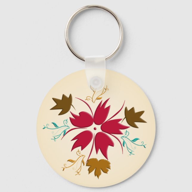 Porte-clés Porte - clé rouge Fleur de Noël (Recto)