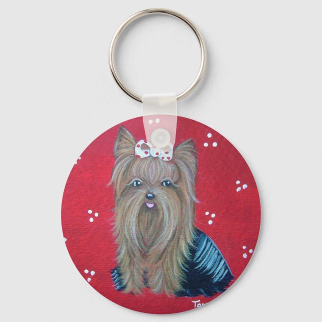 Porte-clés Porte - clé rouge Yorkie (Recto)
