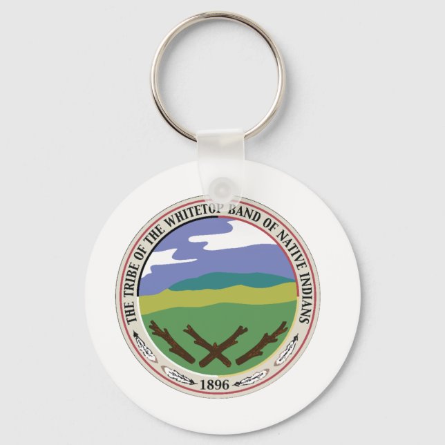 Porte-clés Porte - clé simple à un côté rond blanc pour phoqu (Recto)