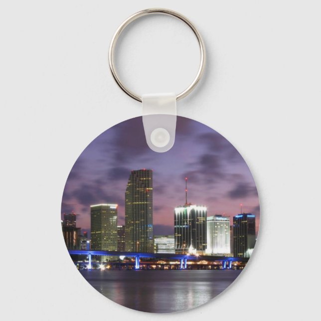 Porte-clés Porte - clé Skyline du soir de Miami (Recto)