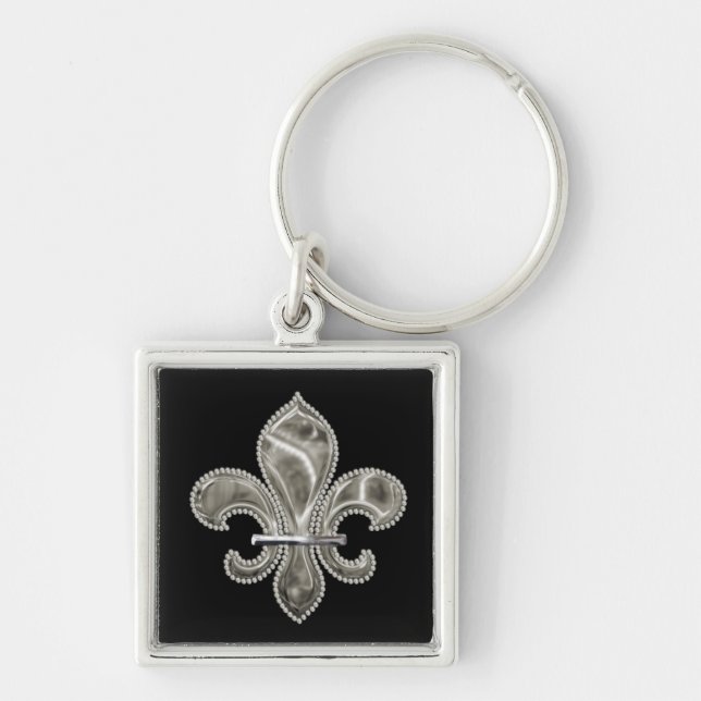 Porte-clés Porte - clé sur mesure Fleur de Lis Argent (Devant)