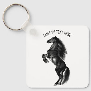Porte-clés Porte - clé texte personnalisé avec cheval sauvage