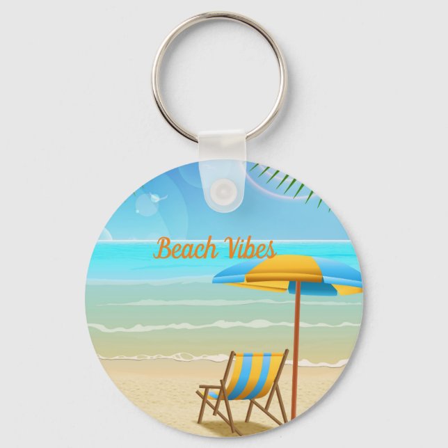 Porte-clés Porte - clé Vibes de plage, Porte - clé Bouton de  (Recto)