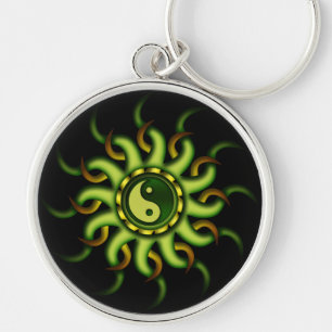 Porte-clés Porte - clé, Yin Yang Sun, vert d'or