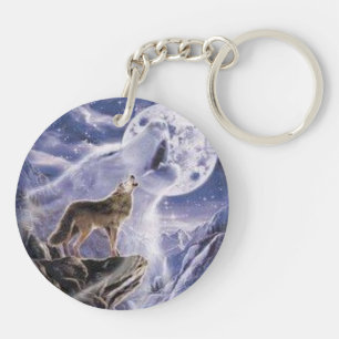 Porte-clés porte clef acrylique loup couleurs