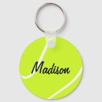 Porte - clés de balle de tennis texte personnalisé