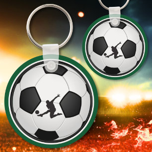 Porte-clés Porte - clés de soccer personnalisés verts, blancs