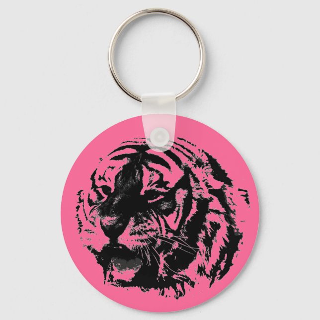 Porte-clés Porte - clés de tigre rose, noir et blanc (Recto)