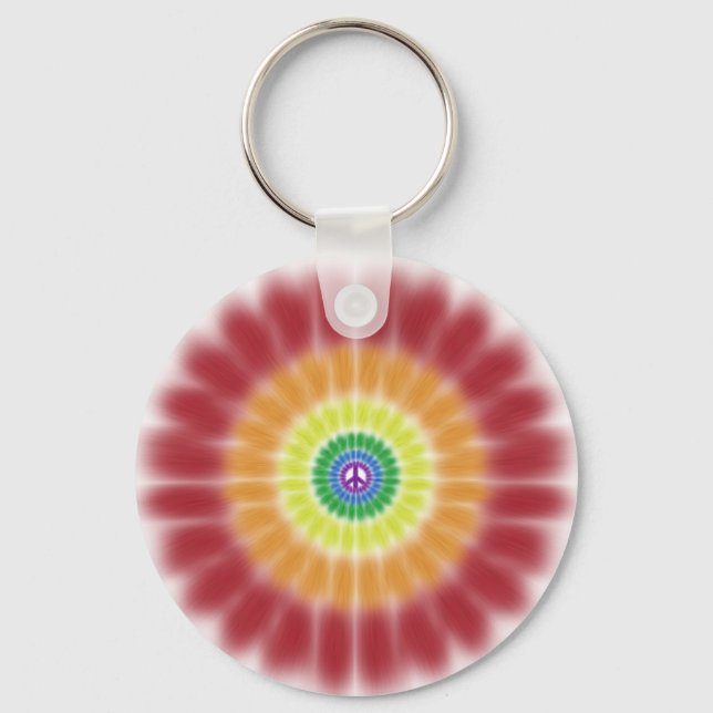 Porte-clés Porte-clés, Signe de Paix Tie-Dye Explosion Arc-en (Recto)