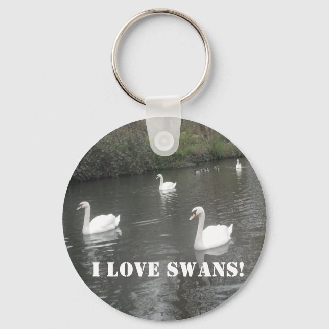 Porte-clés Porte - clés Swans Natation, I Love Swans (Recto)