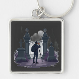 Porte-clés Porte de cimetière gothique en silhouette