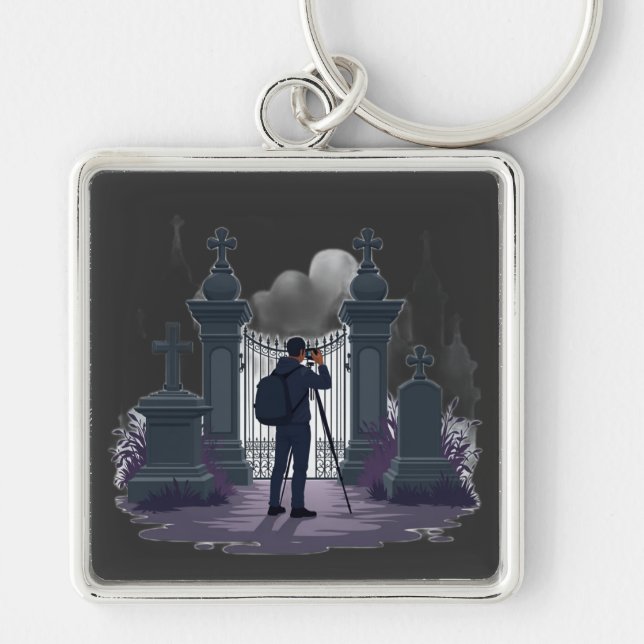 Porte-clés Porte de cimetière gothique en silhouette (Devant)