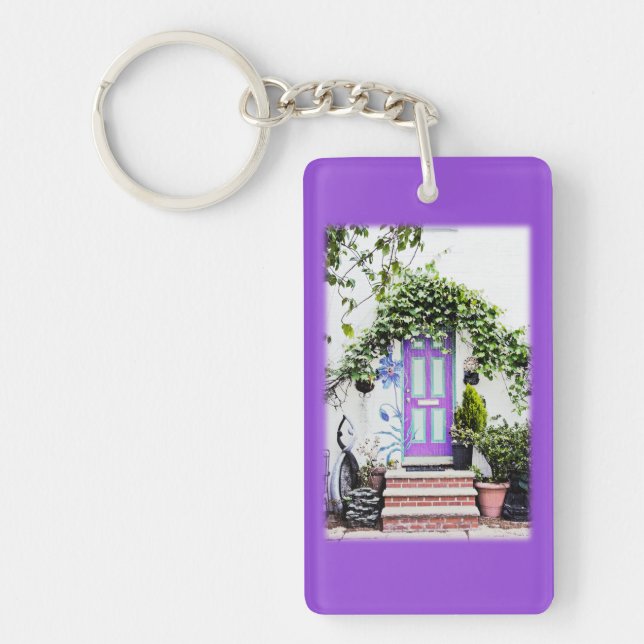 Porte-clés Porte d'entrée accueillante en violet (Devant)