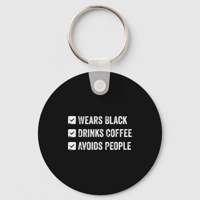 Porte-clés Porte du noir boit du café évite les gens  (Recto)